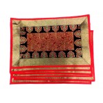 Indian Silk Table Runner with 6 Placemats & 6 Coaster in Red Color Size 16x62